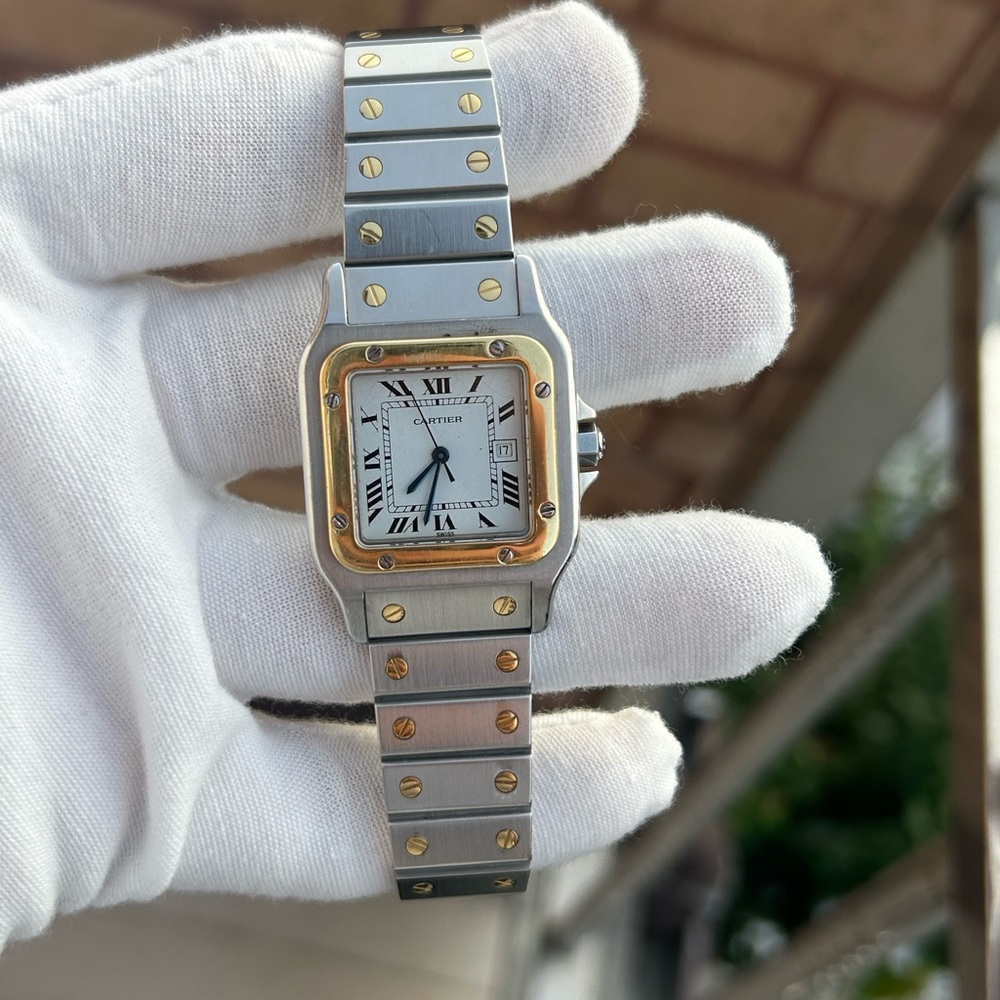 Cartier santos Carree 2961 Automatic two tone watch - Picture 13 of 15